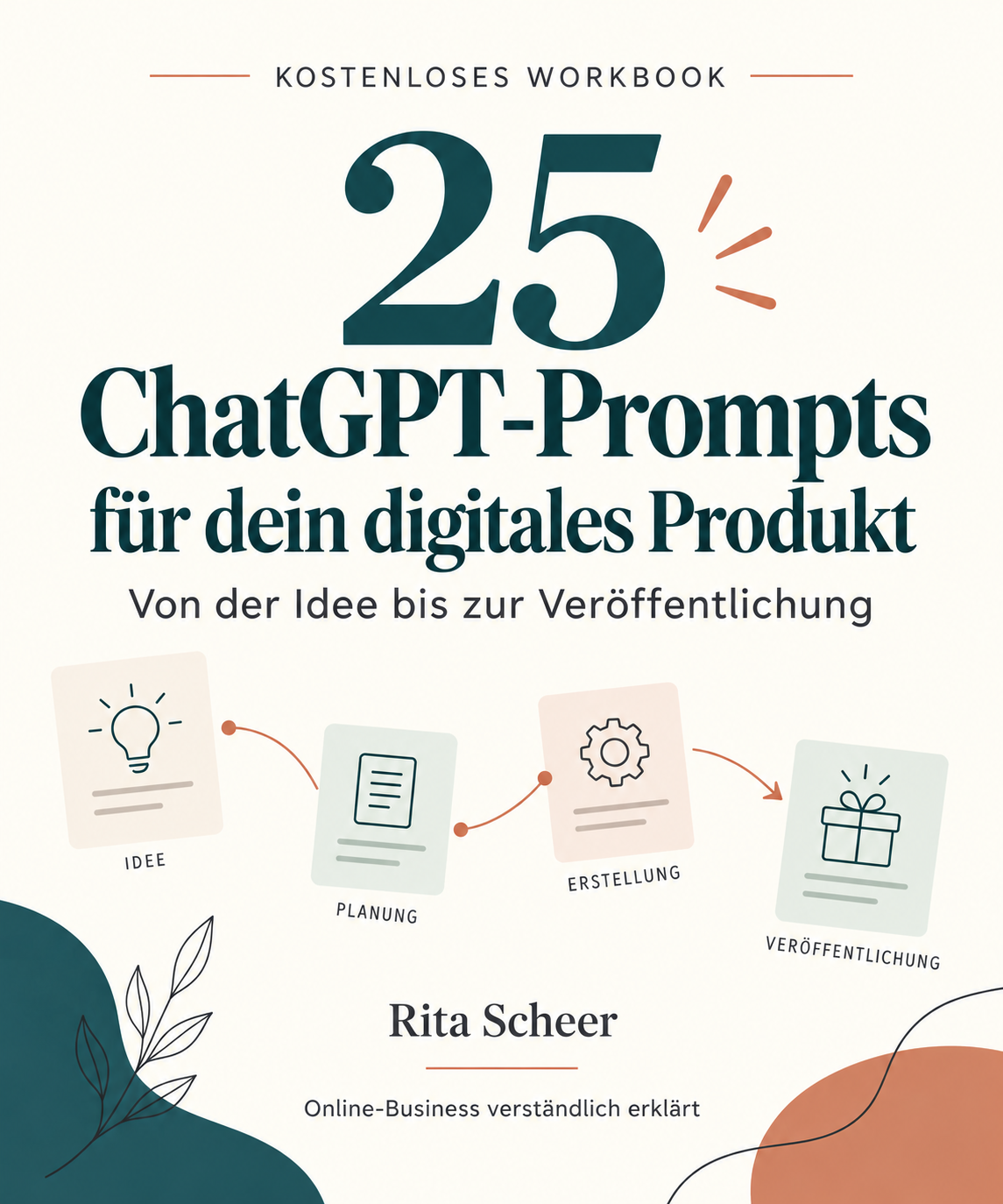 Cover des kostenlosen Workbooks 25 ChatGPT-Prompts, die aus deiner Idee ein digitales Produkt machen