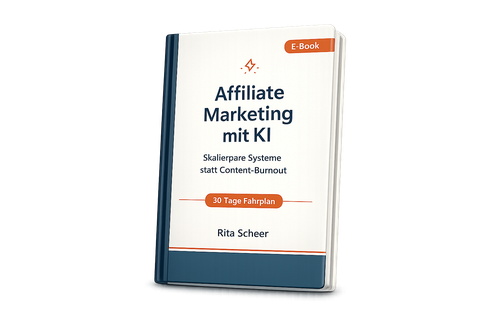 Cover des E-Books Affiliate Marketing mit KI von Rita Scheer.