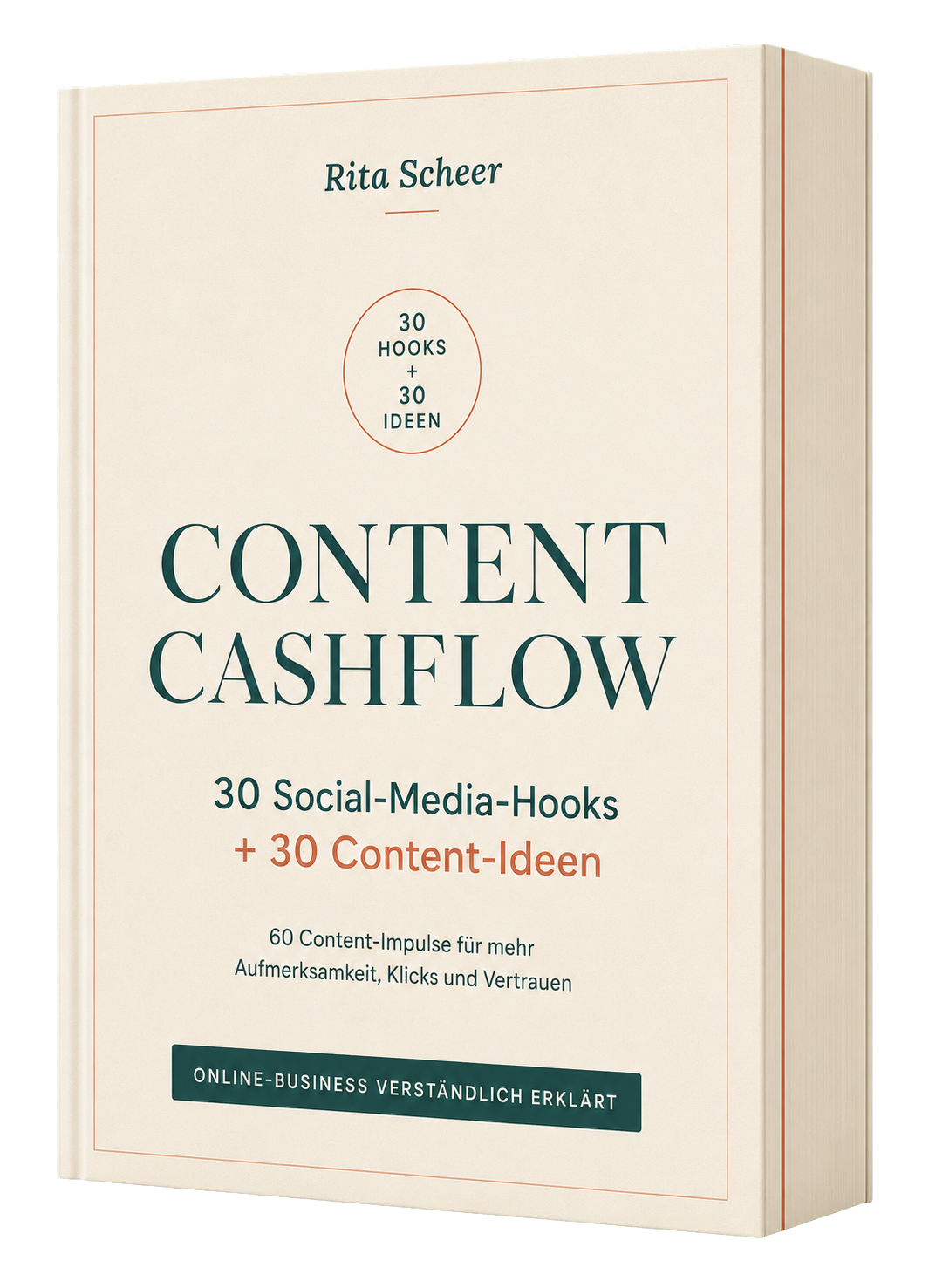 3D-Cover des kostenlosen Workbooks 30 Hooks und 30 Content-Ideen.