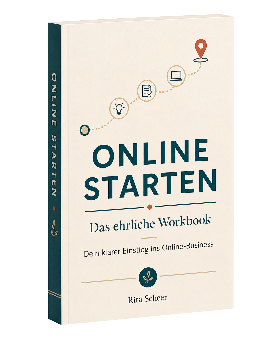 3D-Cover des kostenlosen Workbooks Online starten – Das ehrliche Workbook von Rita Scheer